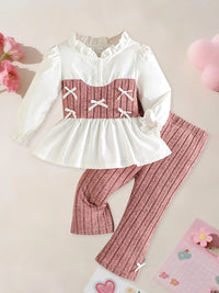 Adorable Infant Girl Winter Clothes Stylish Ruffle Sweater and Leggings 2 Piece Ensemble for Cold Weather