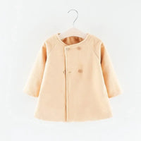 Autumn Winter New Fashion Solid Color Baby Girls' Coat 0-3Y, Korean Style Long Sleeve Warm Children's Outerwear