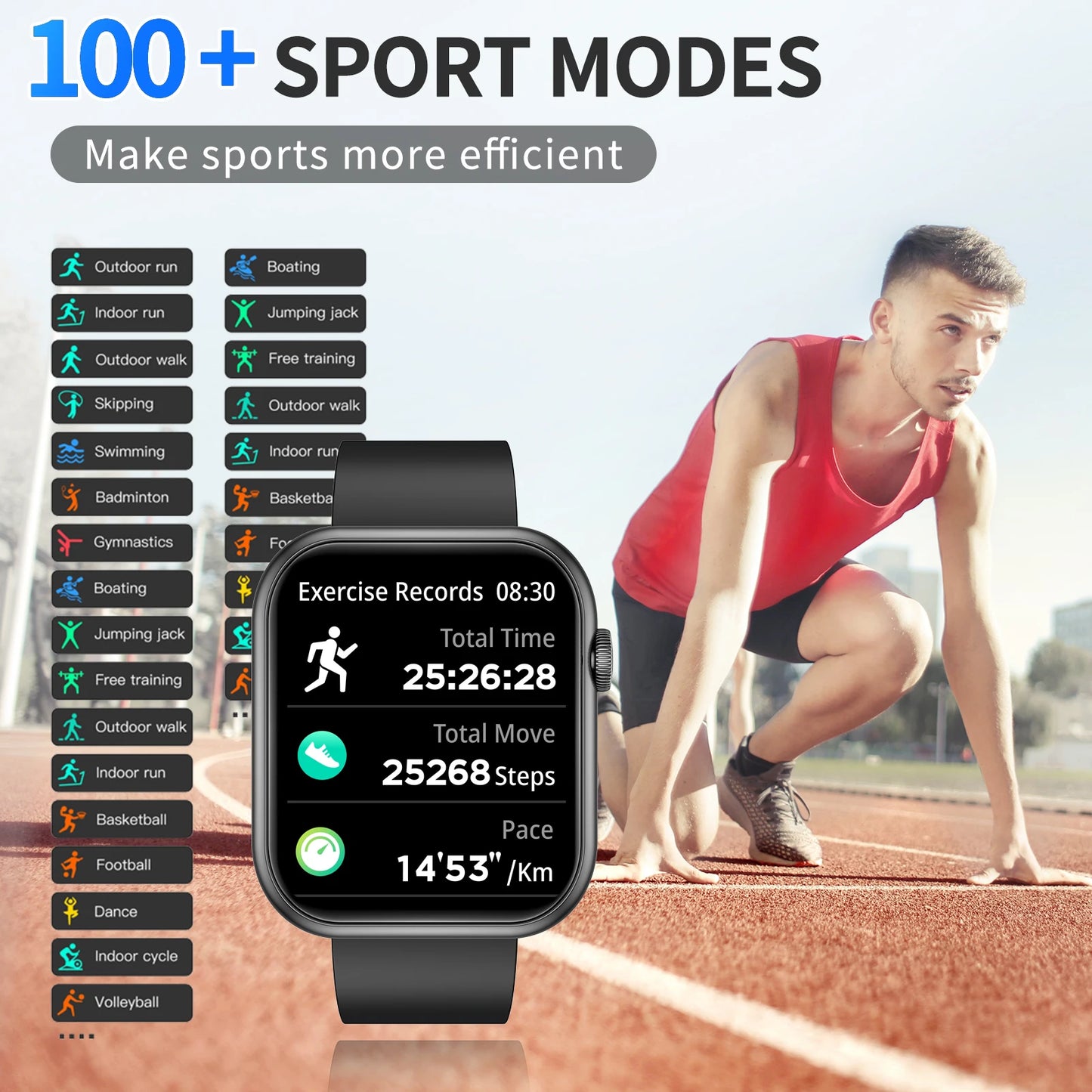 Calling Smart Watch with Women & Men, 1.83Inch/4.65cm HD Screen, IP68 Waterproof, with Wireless Calling, Multiple Sports Modes