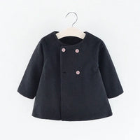 Autumn Winter New Fashion Solid Color Baby Girls' Coat 0-3Y, Korean Style Long Sleeve Warm Children's Outerwear