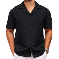 Men s Floral Print Short Sleeve Shirt with Turn-down Collar and Button Closure Perfect for Casual Summer Outfits
