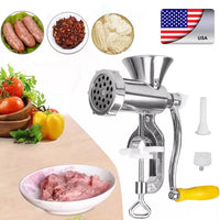 Manual Meat Grinder Silver Aluminum Alloy Powerful Meat Grinder Home Sausage Kitchen Appliances Chop Pepper Supplies Meat Mincer