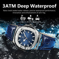 POEDAGAR Luxury Square Watch For Men Date Waterproof Luminous Quartz Business Man Wristwatch Leather Fashion Brand Men's Watches