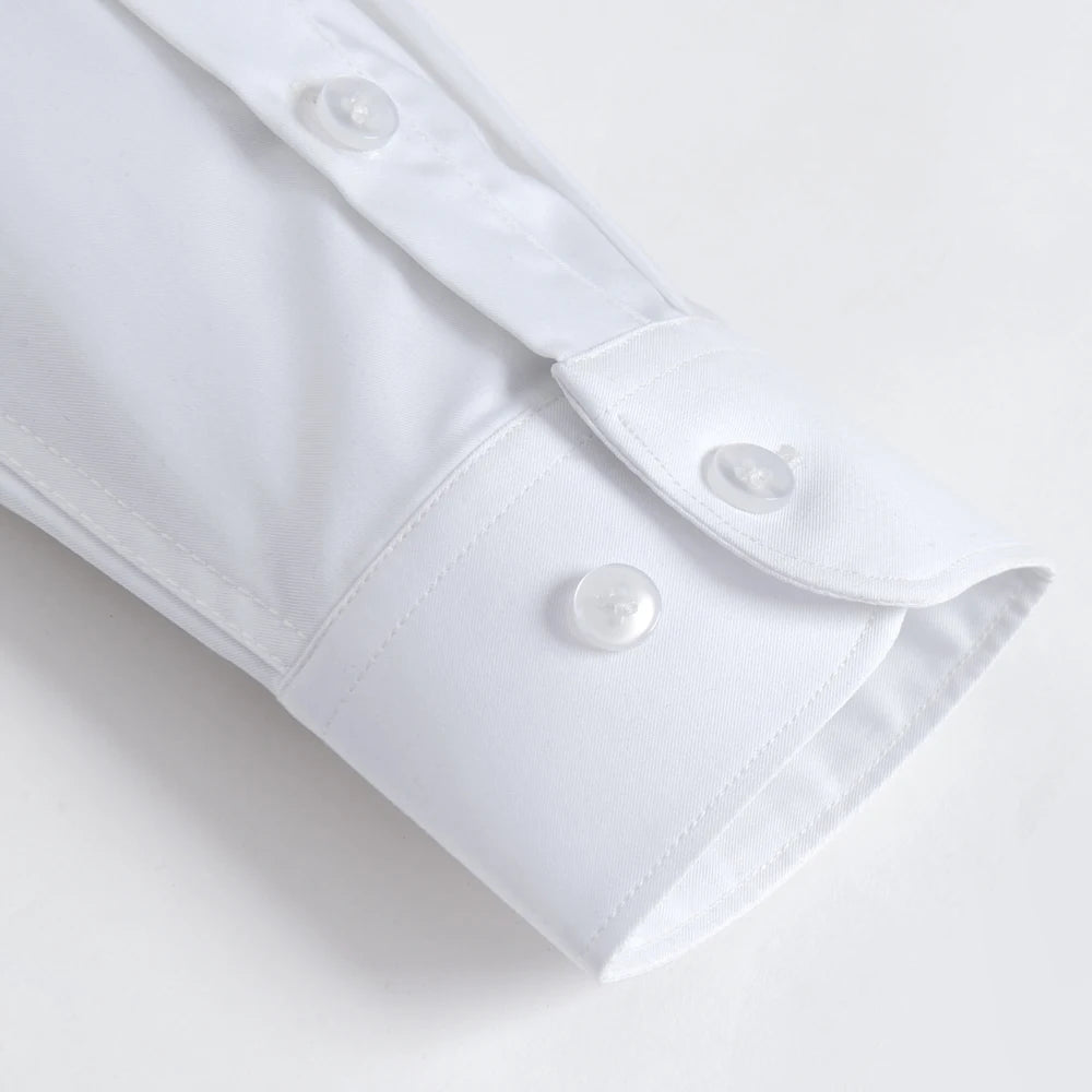 Men's Old Money Style Sleek Stretch Dress Shirt Regular Fit Solid Wrinkle-Free Long Sleeve Casual Business Button-up Shirts