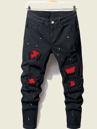 Men's Splash-Ink Patchwork Jeans